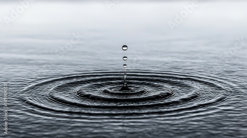 A single water drop impacting a still surface, creating concentric ripples.