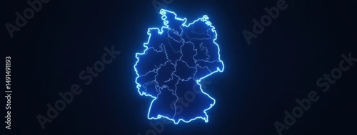Germany in Blue: A Glowing Outline. Great for use in educational materials, travel websites, and presentations	