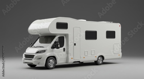 Modern white campervan isolated, perfect for outdoor adventure and scenic road trips