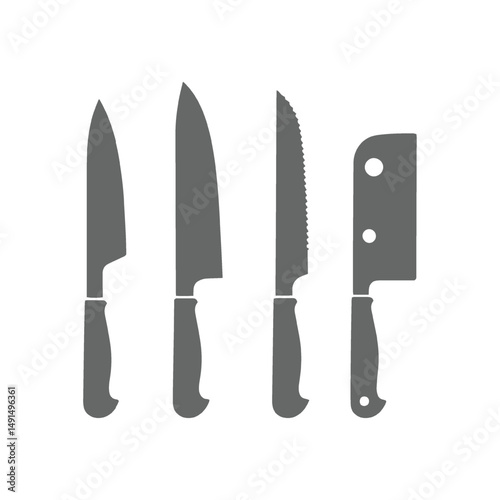 Collection of sharp knife set illustration
