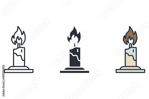 candle icons isolated on White Background. Flat style design