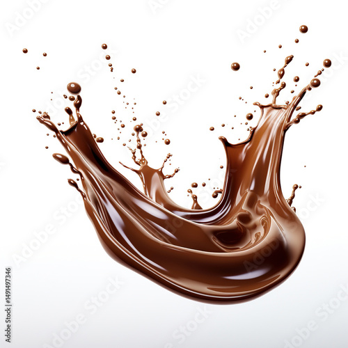 Splash of thick melted chocolate on white