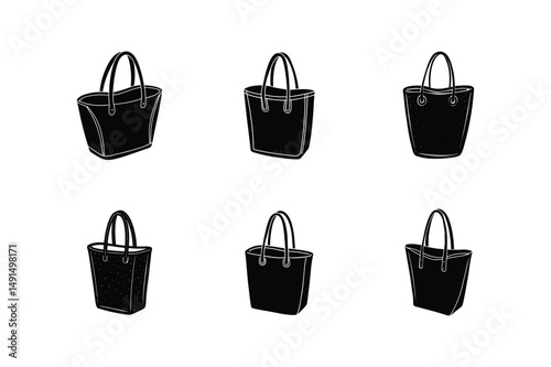 tote bag sketch silhouette vector illustration