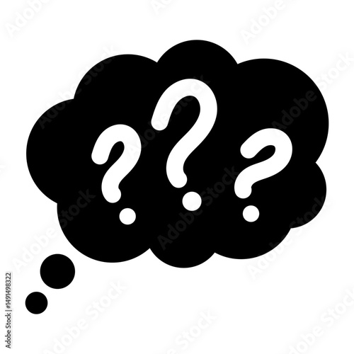 Question Mark Fill Icon. Black and White Question Mark Symbol
