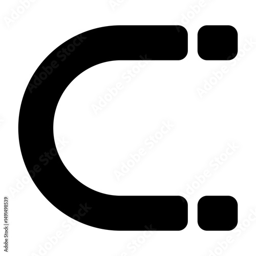 Magnet Fill Icon. Black and White Magnet Symbol