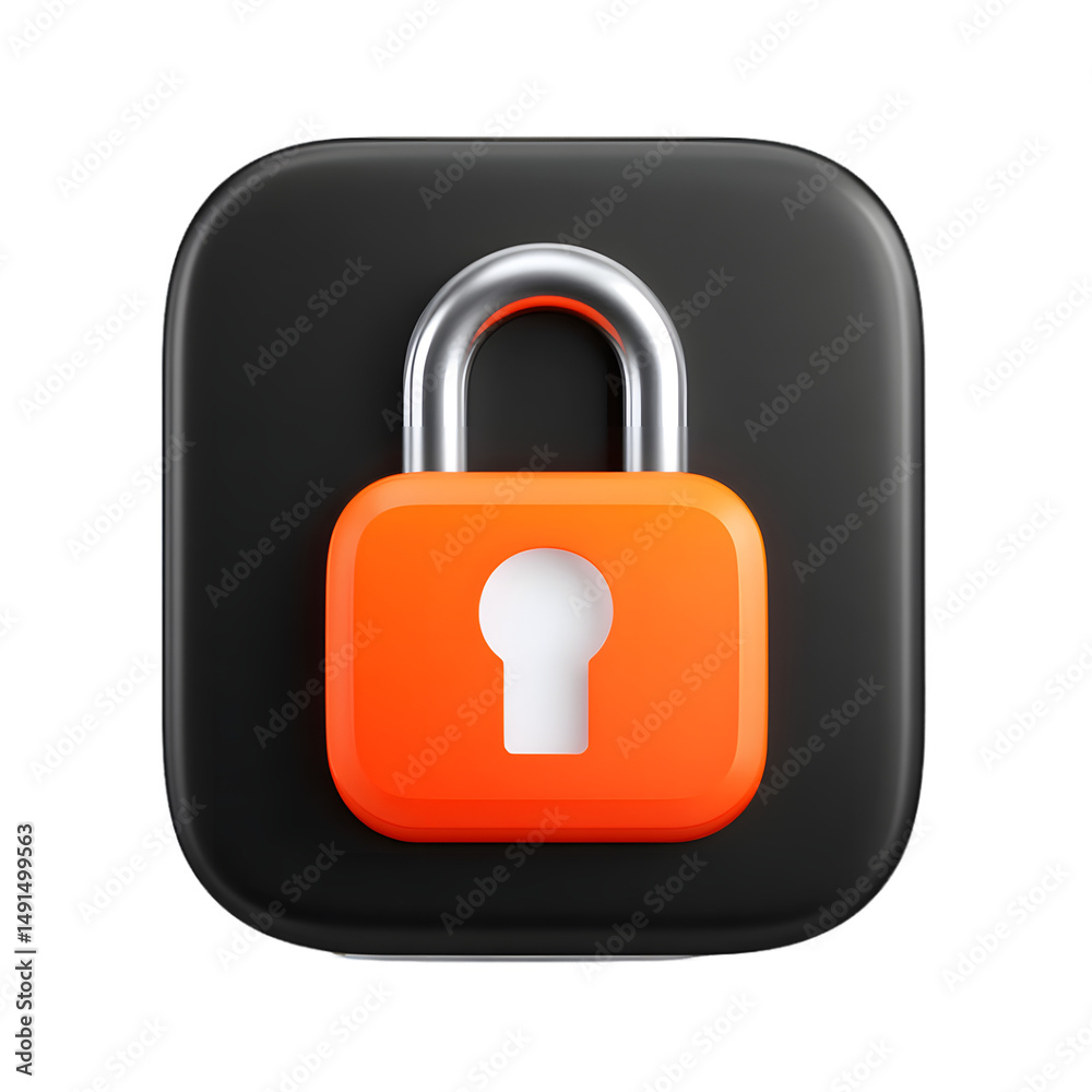 Orange Padlock App Icon Security Privacy Safety Protection Orange Padlock App Icon Security Privacy Safety Protection