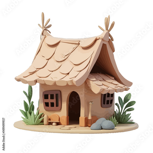 Cute Cartoon Cottage 3D Render