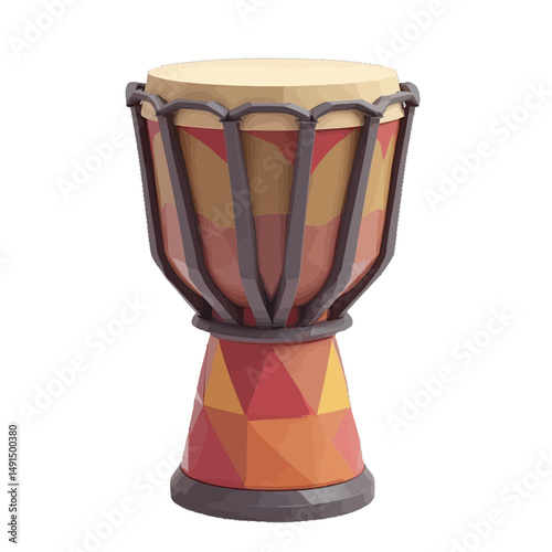 Low Poly Red And Orange Djembe Drum Render