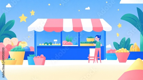 Colorful outdoor market stall