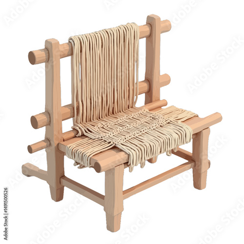 Rustic Light Brown Wooden Chair with Woven Seat and Back