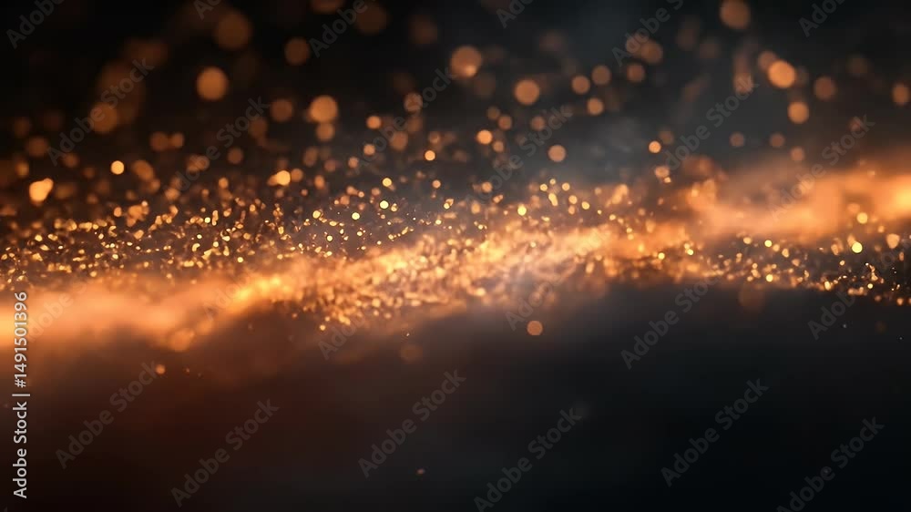 Abstract gold particle motion background
