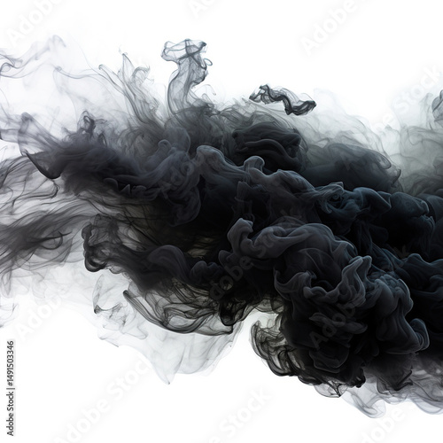 Black smoke on white background