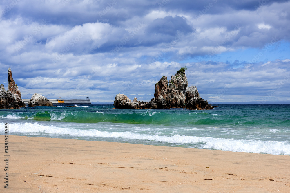 Fototapeta premium The huge power wave background ocean,