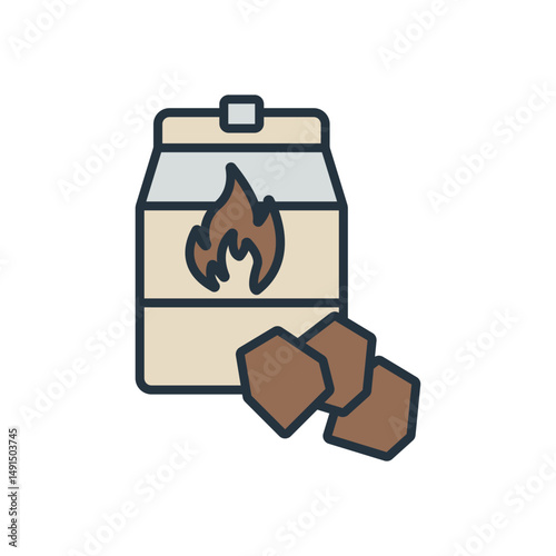 charcoal icons isolated on White Background. Flat style design