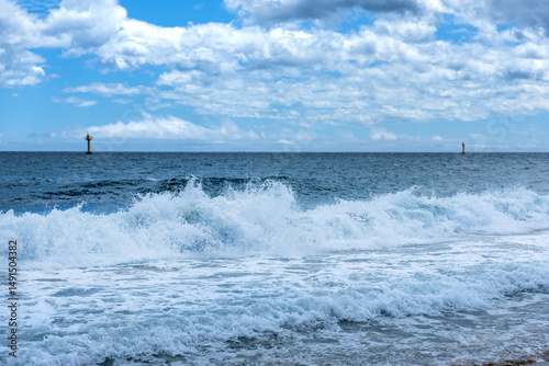 Fototapeta Naklejka Na Ścianę i Meble -  The huge power wave background ocean,