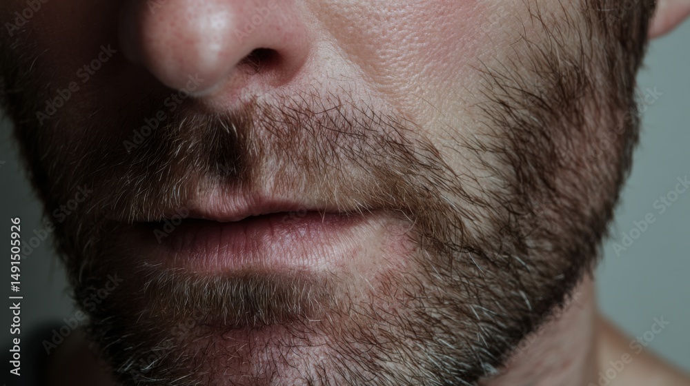 Obraz premium Close up portrait of man with beard and mustache facial hair grooming style for men
