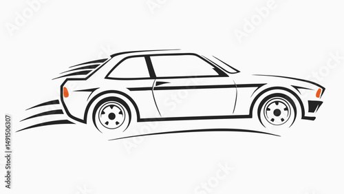 Illustration of a sleek coupe car with dynamic speed lines suggesting motion and a sporty design style editable vector eps/eps