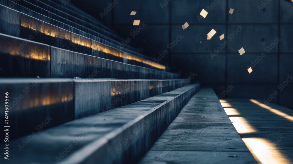 Obraz premium Architectural staircase with light and shadow design for modern building photography art