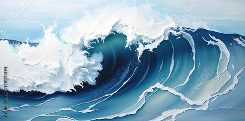 ocean spray painting, breaking wave painting, tropical ocean painting, sea surf artwork, abstract ocean wave, Japanese wave painting, powerful wave art, wave on canvas, ocean motion painting, sea bree