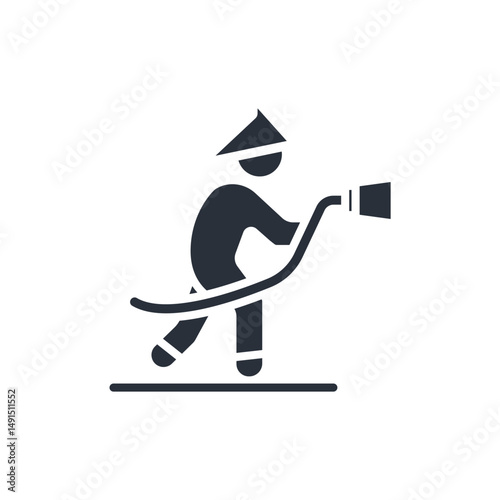 firefighter icons isolated on White Background. Flat style design