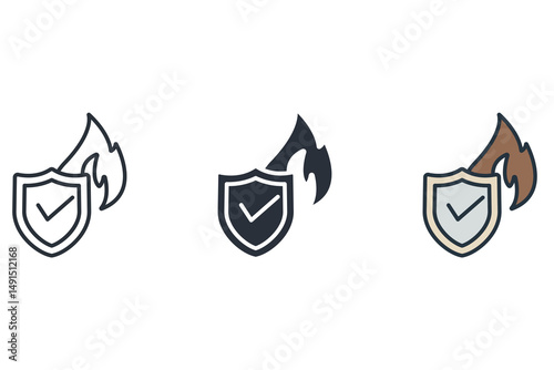 fire resistant icons isolated on White Background. Flat style design