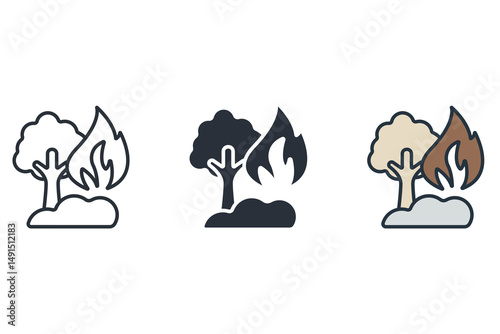 wildfire icons isolated on White Background. Flat style design