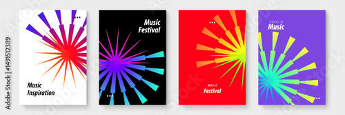 Set of four abstract colorful posters for a music festival. Suitable for event promotions, advertising, posters, flyers, and social media.