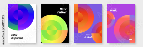 Four vibrant posters promoting a music festival, perfect for event promotion, social media campaigns, and artistic graphic design projects.