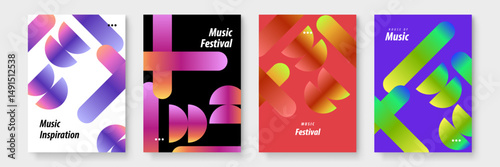 Four vibrant posters showcasing different acts for a music festival. Perfect for promoting concerts, events, and music festivals. Bold designs.