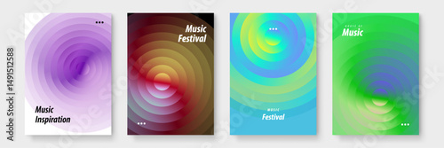 Four vibrant and eye catching posters showcasing different performers at a music festival. Perfect for promoting a diverse music event.