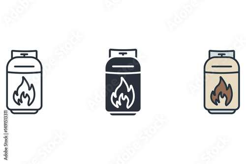 gas cylinder icons isolated on White Background. Flat style design