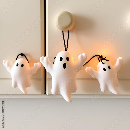 Ghost garland hangs on knobs