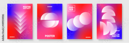 Collection of four geometric abstract poster designs suitable for modern interior decor, website graphics, or corporate branding materials.
