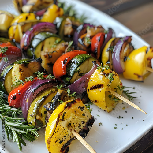Healthy Grilled Vegetable Skewers: Colorful BBQ and Mediterranean Flavors for Outdoor Dining