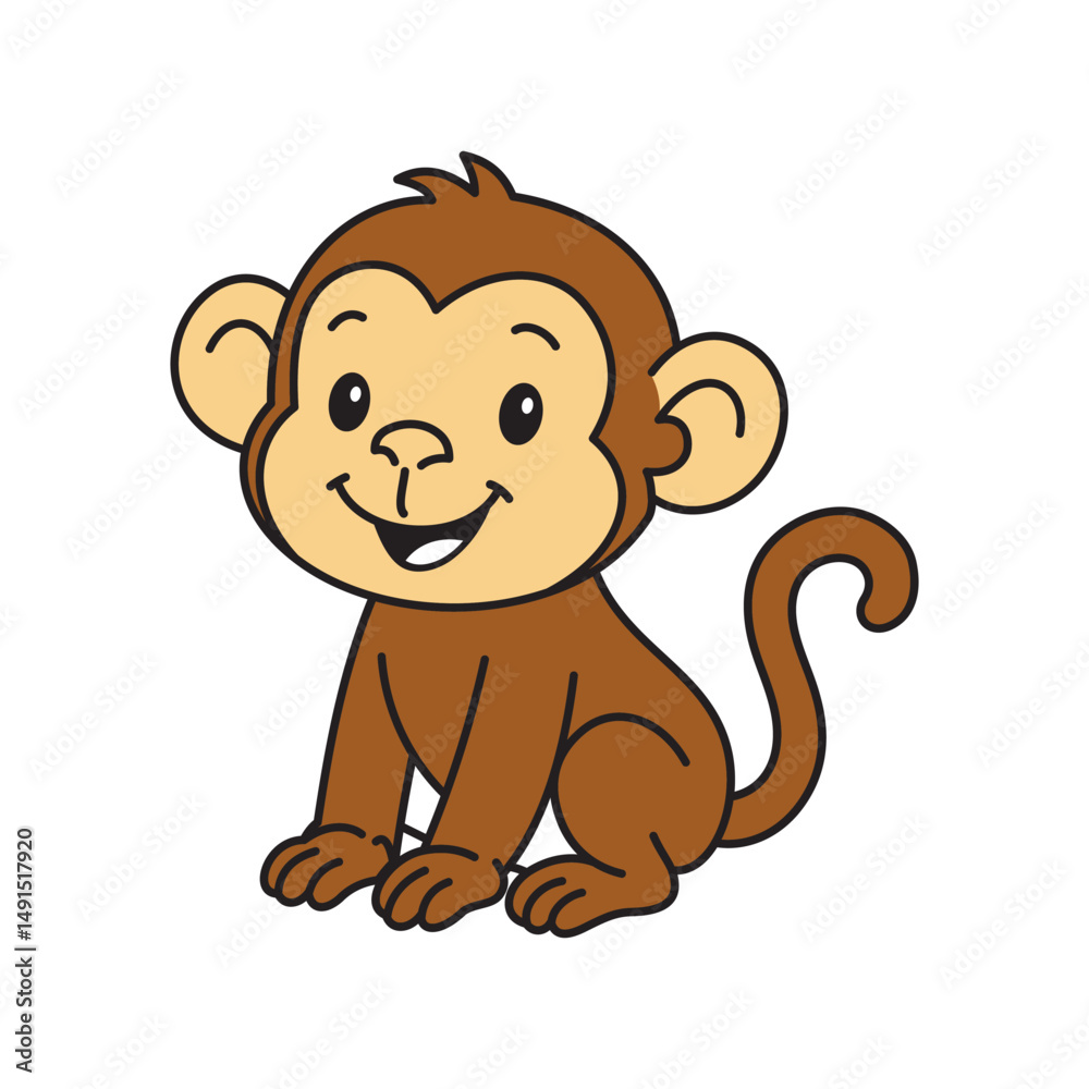 Obraz premium Cute cartoon Monkey coloring book illustration vector design templates simple and modern