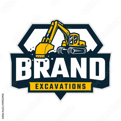 EXCAVATOR BUILDER LOGO DESIGN TEMPLATE