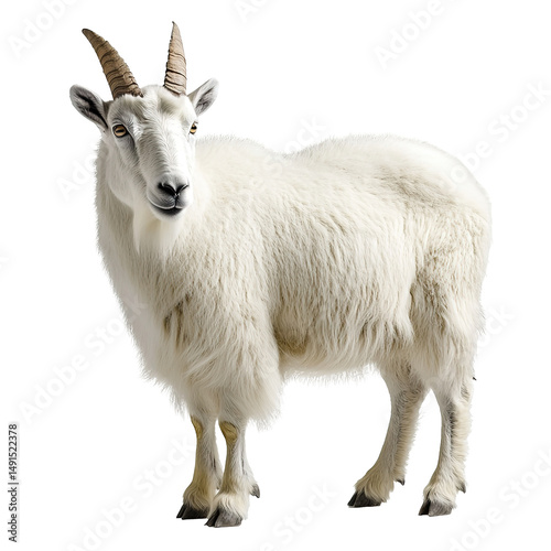 Mountain Goat Animal Standing Full Body Isolated on PNG Transparent Background
 photo