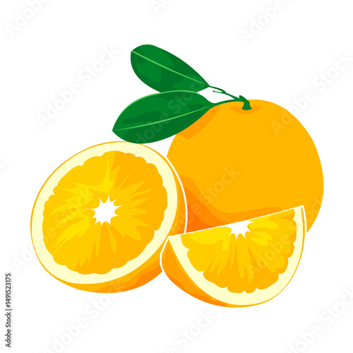 orange fruit with leaves