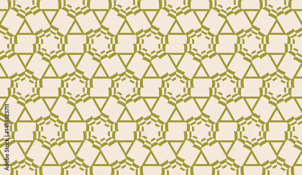 Modern pattern with curved line. Triangles, line, geometric elements. Vector illustration. Design for flyer, wallpaper, presentation, paper. Dirty olive color. Seamless Modern pattern with curved line. Triangles, line, geometric elements. Vector illustration. Design for flyer, wallpaper, presentation, paper. Dirty olive color. Seamless