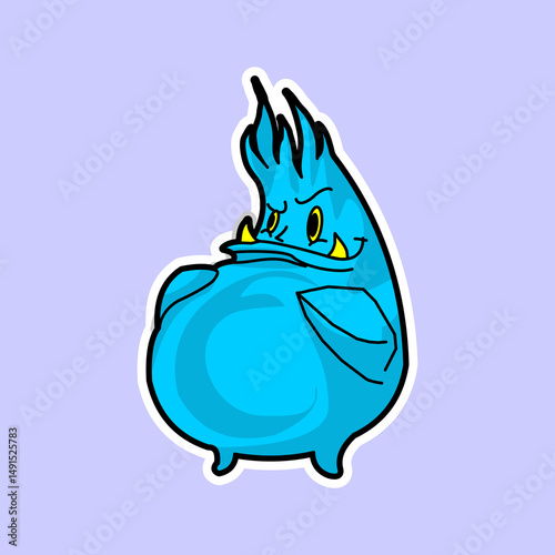 Vector cartoon character of a strange, ugly creature. eye demon, scary creature, scary demon, alien