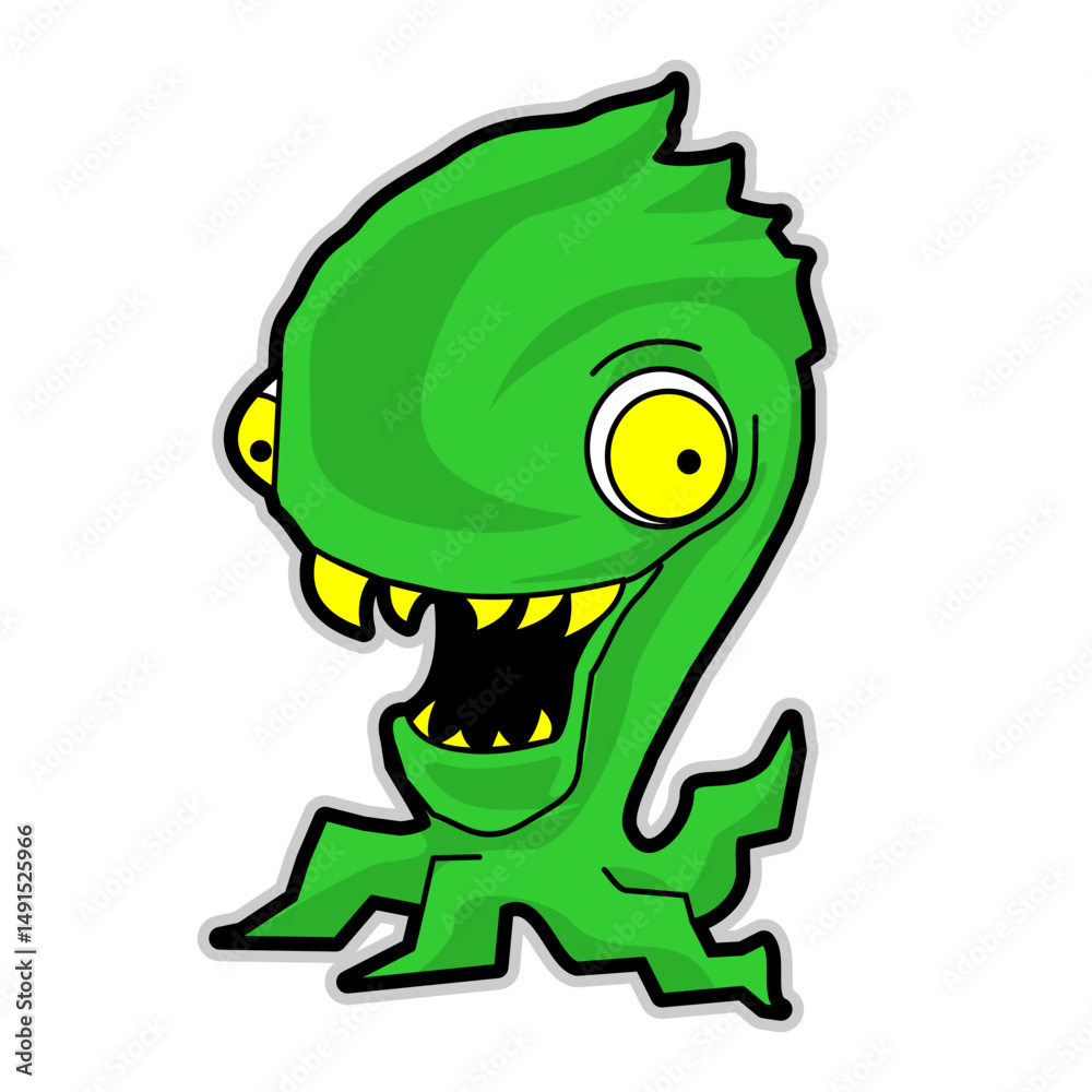 Fototapeta premium Vector cartoon character of a strange, ugly creature. eye demon, scary creature, scary demon, alien