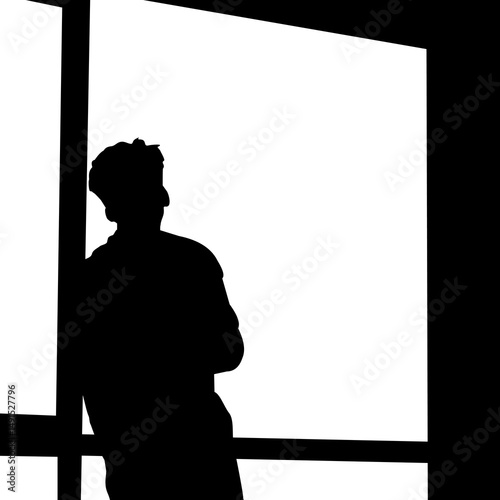 Vector illustration of a sad and depressed man's silhouette