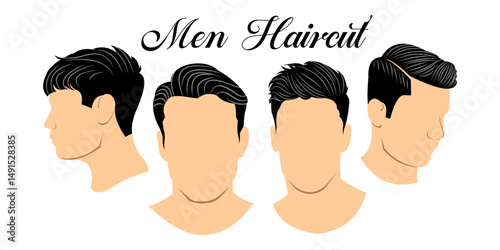 vector illustration of men's haircut styles. men's haircut