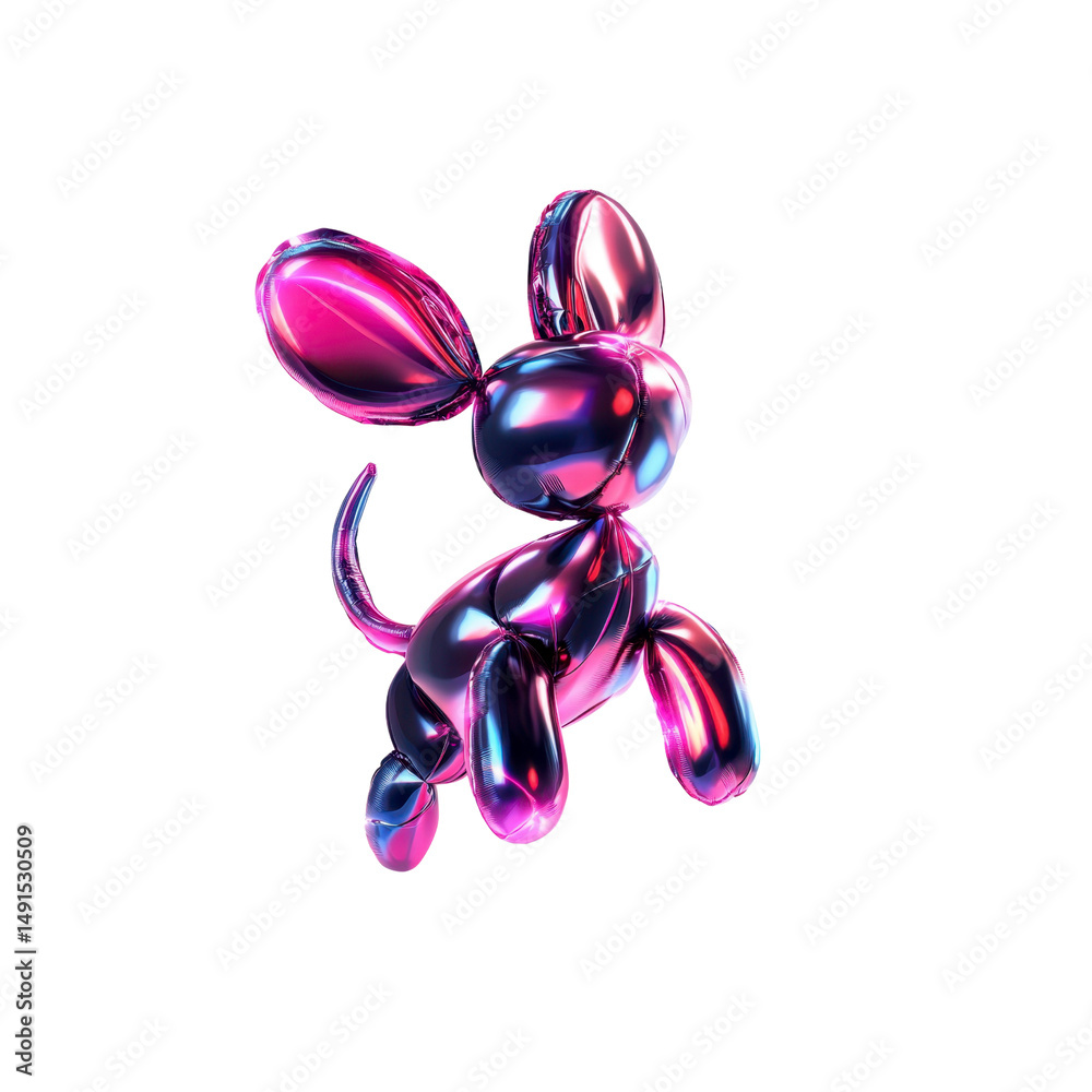 Fototapeta premium Iridescent Balloon Animal Dog - 3D Render
