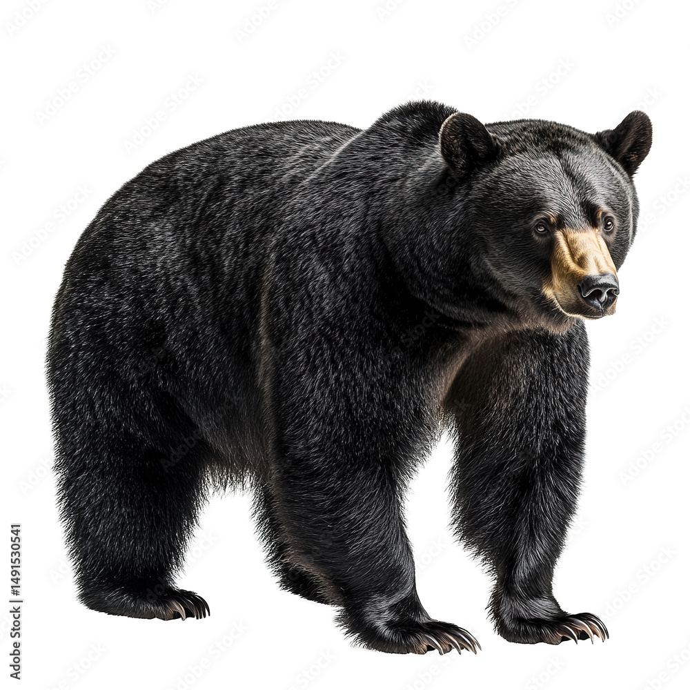 Fototapeta premium Full Body Black Bear Animal Isolated on PNG Transparent Background 