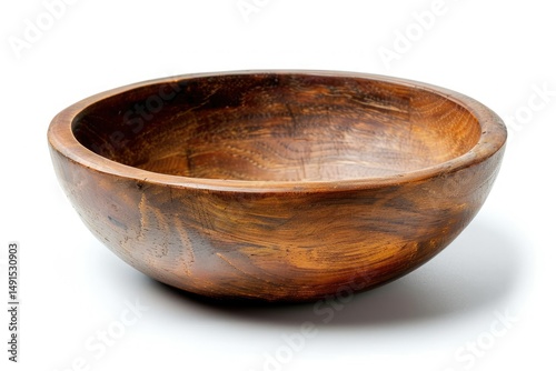 vibrant color visual of Wooden bowl isolated on white background