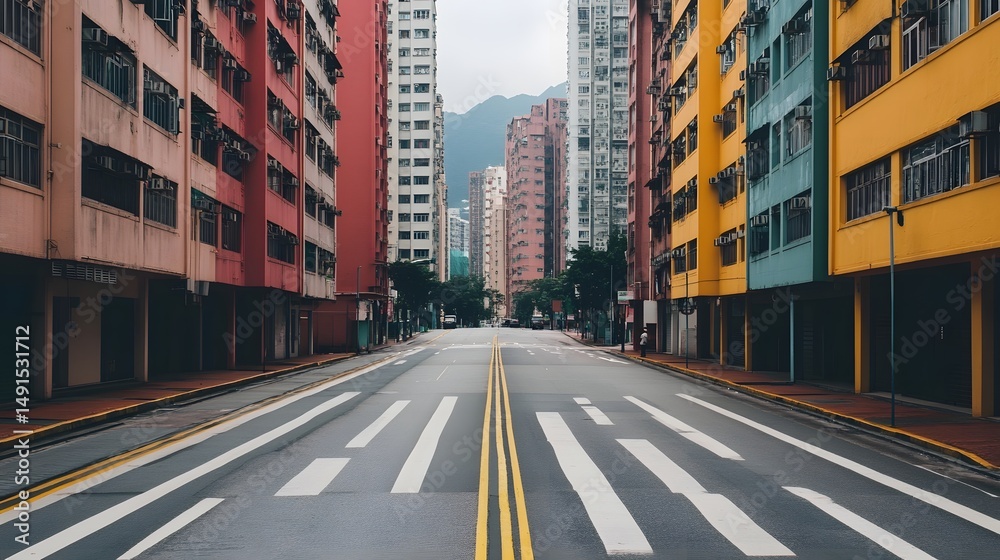 Fototapeta premium Bustling urban street view in a modern city