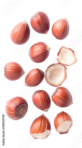 Wallpaper Mural Assorted hazelnuts with s and peeled kernels isolated on white background for healthy snack, baking, desserts, nutrition, and organic food ingredients Torontodigital.ca