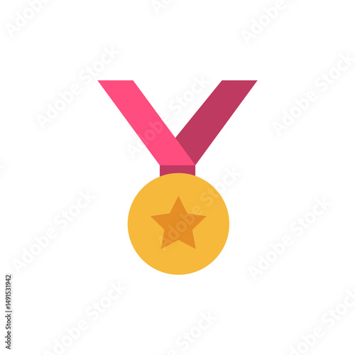Stylized golden achievement award with star emblem on a transparent layer