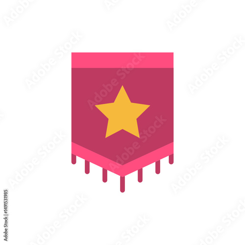 Decorative Crimson Pennant with Golden Star Symbol for Festive Occasions